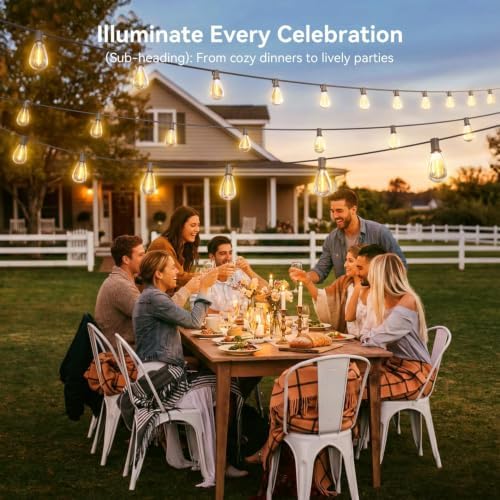 200FT LED Outdoor String Lights with 60+2 Edison Shatterproof Waterproof Bulbs, 2700K Commercial Grade Patio Lights, Heavy Duty Outside Hanging for Garden Porch Deck Decor - Image 5