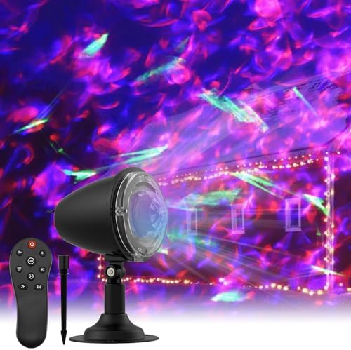Christmas Laser Projector Lights - Waterproof Holiday Projector Outdoor with 10 Color, Aurora & Ocean Wave Pattern, Outside Landscapes Spotlights for House,Garden,Yard Halloween Christmas Decoration by SOMKTN