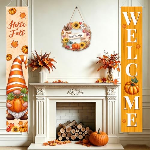 Fall Welcome Banner Porch Sign Hello Fall Banner Front Door Outdoor Decor - Image 5