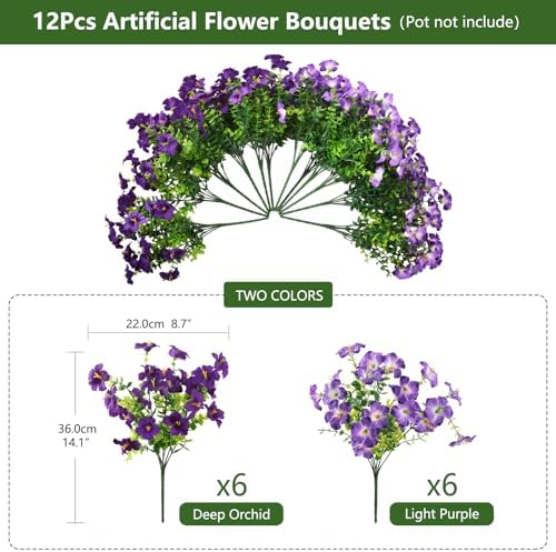 INQCMY Artificial Fake Petunias Flowers for Outdoors Spring Home Decoration - Image 5