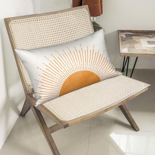 Summer Pillow Covers 12x20 Inch Set of 2, Yellow Sunshine Decorations Outdoor Throw Pillows Boho Summer Sunset Sun Pillowcase Linen Decor Farmhouse Lumbar Cushion Case for Couch Home Sofa - Image 5