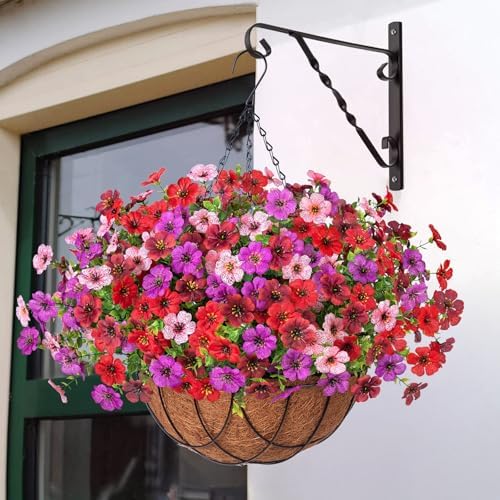 INXUGAO Artificial Fake Flowers Hanging Basket for Outdoor Decoration - Image 5