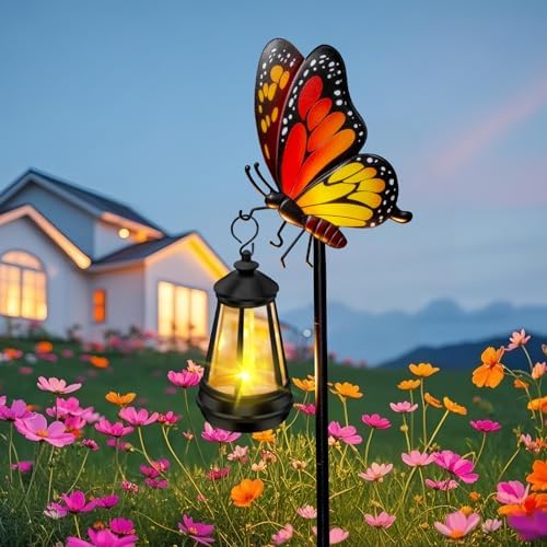 EDOF Solar Lights Outdoor 32.28in Garden Butterfly Stakes with Solar Lights by EDOF