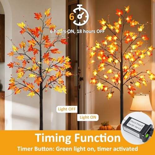 FORUP LED Lighted Maple Tree, 5 FT Lighted Artificial Tree for Thanksgiving Harvest Fall Festival Halloween Home Party Decoration (1 Pack) - Image 5