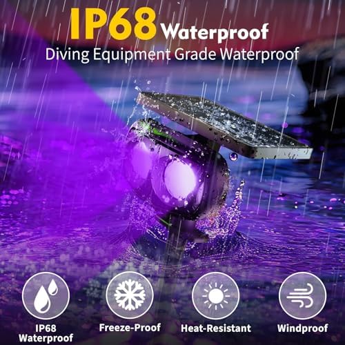 Solar Black Light Outdoor 395nm, Halloween Decorations Glow Party, 2-Pack - Image 5