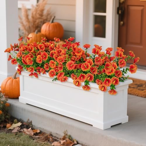 Ouddy Decor 24 Pcs Artificial Fall Flowers for Outdoors Decoration, Orange - Image 5