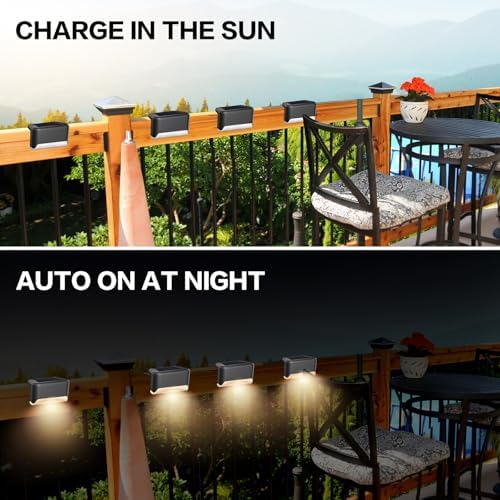 BKBB PPBB Solar Deck Lights Outdoor, 12Pcs Solar Step Lights, Waterproof LED Solar Lights for Outdoor Stairs, Step, Fence, Yard, Patio, Railing, Garden and Pathway - Image 3