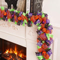 Halloween Garland for Mantle with Pumpkin Mesh Ribbons 6Ft by AllaboutGnomesDecor
