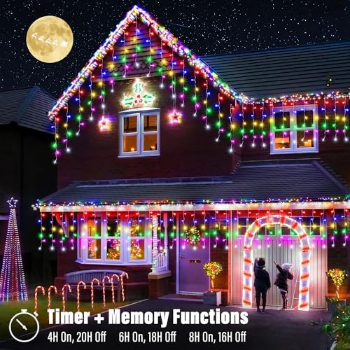Lomotech 35Ft RGB Color Changing Icicle Lights - Waterproof Christmas Lights with Remote for Holiday, Wedding, Party, Eaves, Outdoor & Indoor Decorations (Non-Connectable) - Image 3