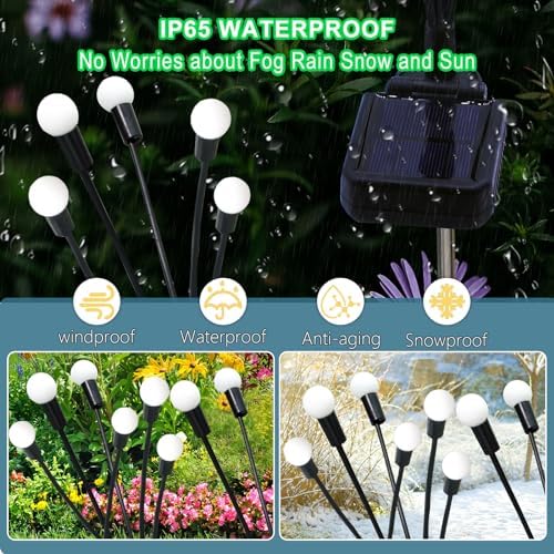 Solar St Patricks Day Lights Outdoor, 6 Pack 48 LED Solar Green Firefly Lights Waterproof, Sway by Wind, Swaying Light for Yard Patio Backyard Garden Planter Flower Bed Pathway Outdoor Decoration - Image 4