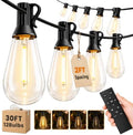 30FT(24+6) Outdoor LED String Lights with 2FT Bulb Spacing, Waterproof, Shatterproof, Dimmable, Warm White, 3 Lighting Modes, Timer, Plug in Hanging Backyard Lights for Outside, Patio by Unknown