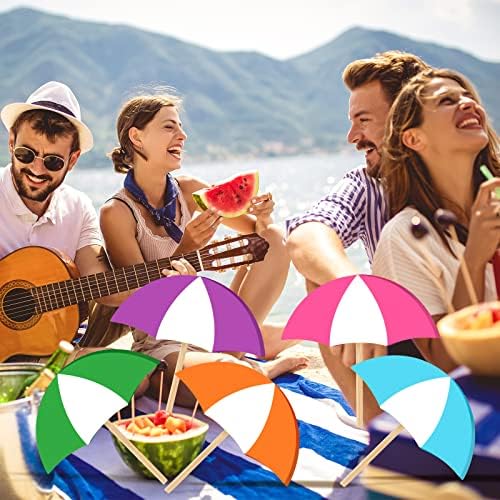 Jetec 6 Pcs Summer Umbrella Decorations Wooden Tiered Tray Sun Shade - Image 6