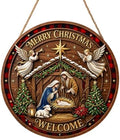 Merry Christmas Sign for Front Door Decor Nativity Scene Winter Welcome by Unknown