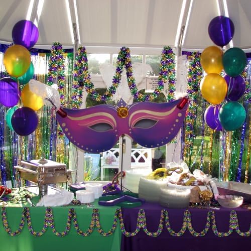 Mardi Gras Garland Decorations,50Ft Glitter Tinsel Garland Decor for Tree Mantle Bedroom Office Classroom Party Indoor Outdoor Holiday Home Green Gold Purple - Image 6
