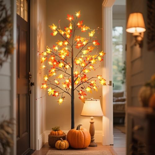 FORUP LED Lighted Maple Tree, 5 FT Lighted Artificial Tree for Thanksgiving Harvest Fall Festival Halloween Home Party Decoration (1 Pack) - Image 6