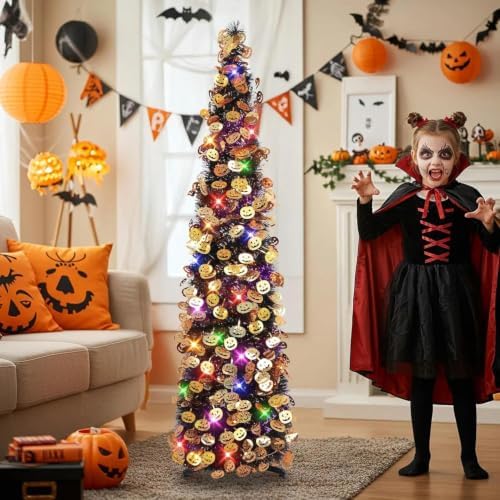 N&T NIETING Halloween Tree Decorations with Lights, 5FT, Black Purple - Image 2