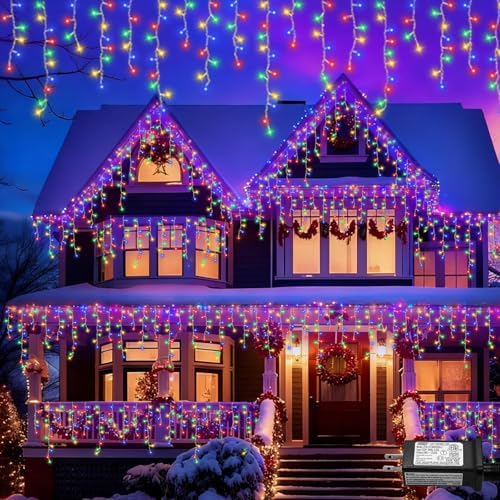 YEGUO 66ft 800 LED Christmas Lights Outdoor Waterproof, 160 Drops Christmas Icicle Light Indoor, 8 Modes Icicle Xmas Lights with Memory Timer(Multicolor) by YEGUO