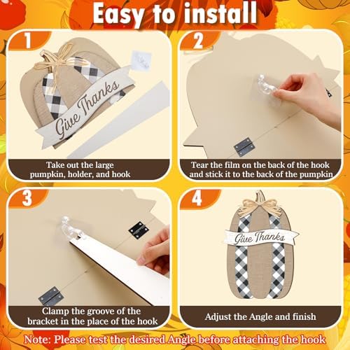 GlikCeil 5 Pcs Fall Pumpkin Signs Give Thanks Outdoor Thanksgiving Decor - Image 3