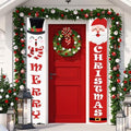 Christmas Porch Banner Sign Snowman Santa Claus Merry Christmas Banner for Xmas Holiday Wall Hanging Decor Supplies Indoor Outdoor by OTTPOOM