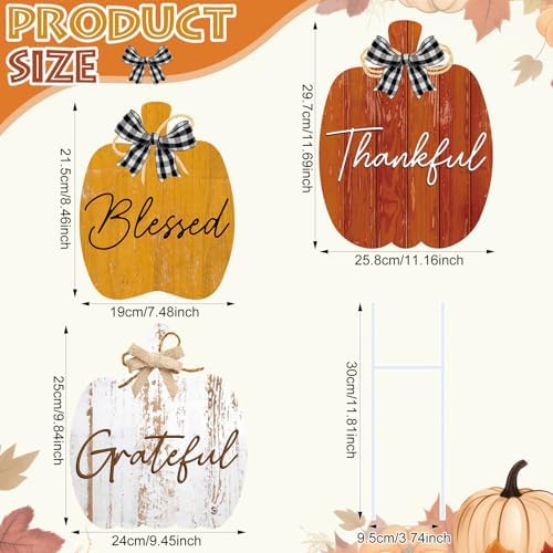 Weysat Fall Outdoor Decor Metal Pumpkin Yard Sign for Porch Lawn Front Door - Image 2