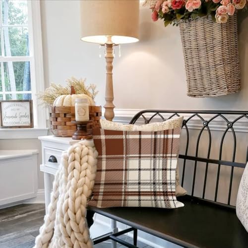 RABUSOFA Fall Pillow Covers 20x20 Tartan Plaid Fall Decorations for Home - Image 2