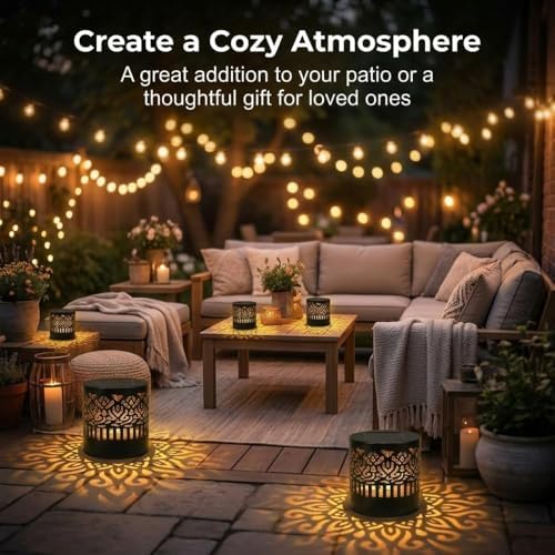 2PCS Decorative Solar Mandala Lights, Solar Powered Outdoor Deck Step Wall Lights, Metal Mandala Theme LED Waterproof Fence Light, for Garden Post Patio Backyard Yard Decor - Image 3