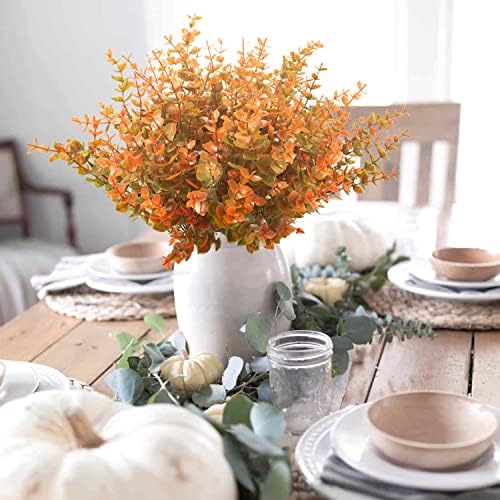 Grunyia 10 Bundle Artificial Fall Boxwood No Fade Faux Autumn Plants - Image 2