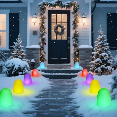 24 Pcs Gumdrop Pathway Solar Lights, 6" LED Stake Lights, Fresh - Image 5