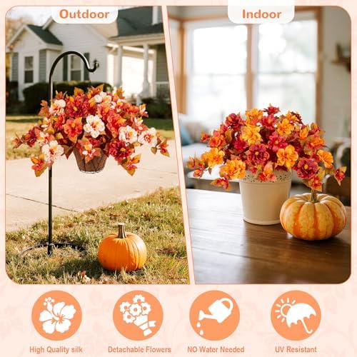 Artificial Fake Fall Hanging Flowers with Basket for Outdoors Decoration - Image 4