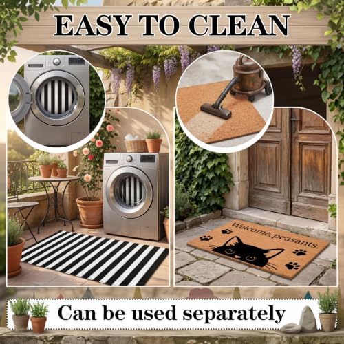 Duraaamo 2 Pcs Black Cat Door Mat, Cat Welcome Mat, 16 x 28, 28 x 43 - Image 4