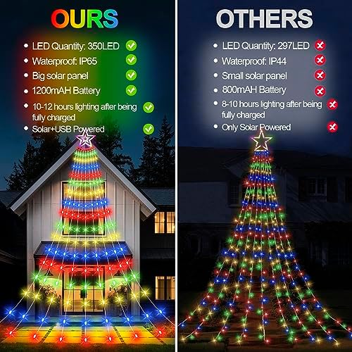 Christmas Solar Decorations Star Lights Outdoor, 11.48ft 350LED, Multicolor - Image 5