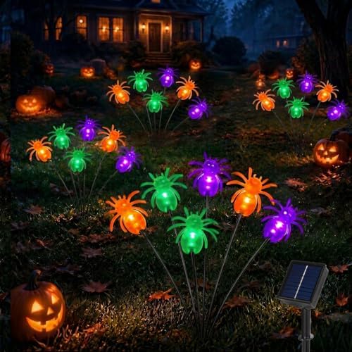 Spider Solar Halloween Decorations Outdoor, Solar Pathway Stake Lights by Newhale