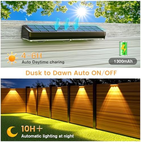 JOFIOS Solar Fence Lights, 3-Color Modes, 10H Battery, Black 12Pack - Image 3