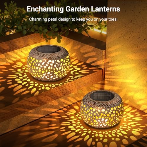 Solar Lanterns Outdoor Waterproof, Hollow Out Solar Table Lamp Patio Decor - Image 6