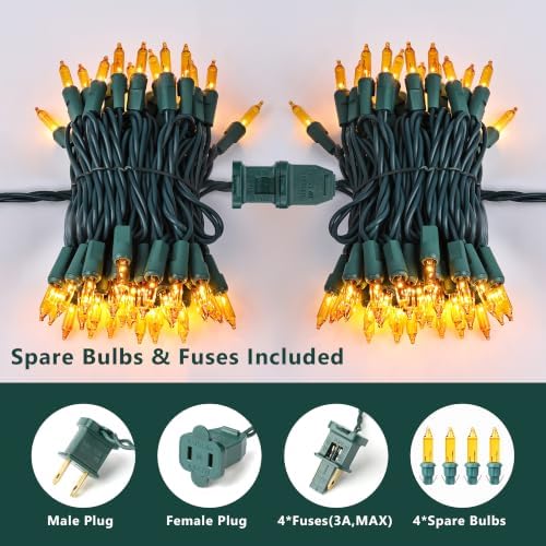 BrizLabs Gold Christmas Lights 300 Count 69.6ft Incandescent String Lights - Image 3