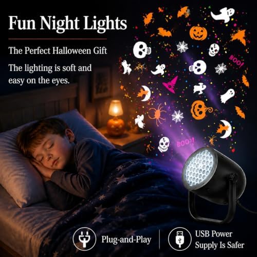 Halloween Projector Lights Outdoor/Indoor, Led Lights Projector for Halloween Decorations,USB-Powered Gifts, Holiday Projector for Halloween Party - Image 2