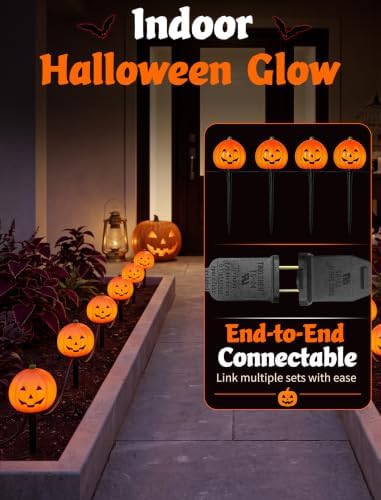 Halloween Pumpkin Pathway Lights, 4 Pack LED Yard Stake Lights Decor - Image 4