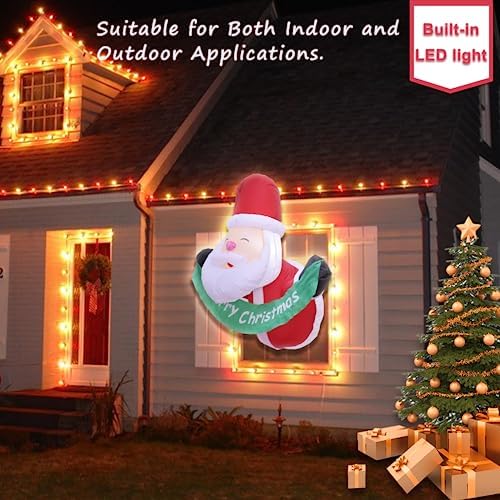 3.5FT Christmas Inflatable Santa Claus with Build-in LED Lights Broke Out from Window, Blow up Christmas Inflatable Outdoor Indoor Decorations (Santa Claus Broke Window) - Image 6