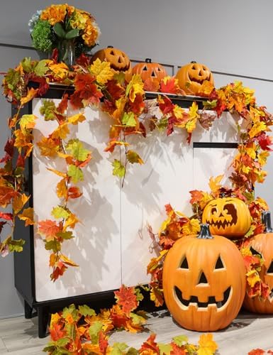 WOHOHOHO 6 Pack Fall Garland Maple Leaf Decorations, 5.9 Ft 72 Leaves Each - Image 6