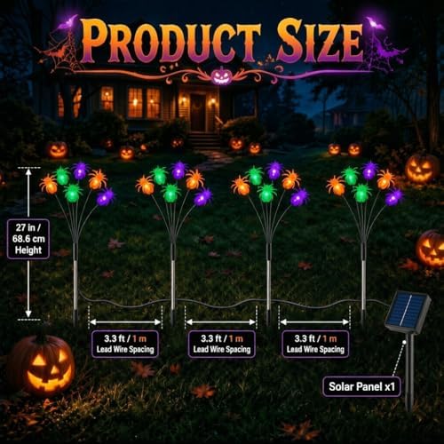 Spider Solar Halloween Decorations Outdoor, Solar Pathway Stake Lights - Image 2