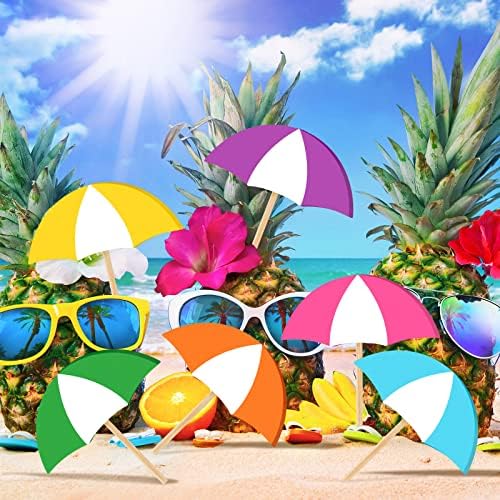 Jetec 6 Pcs Summer Umbrella Decorations Wooden Tiered Tray Sun Shade - Image 4