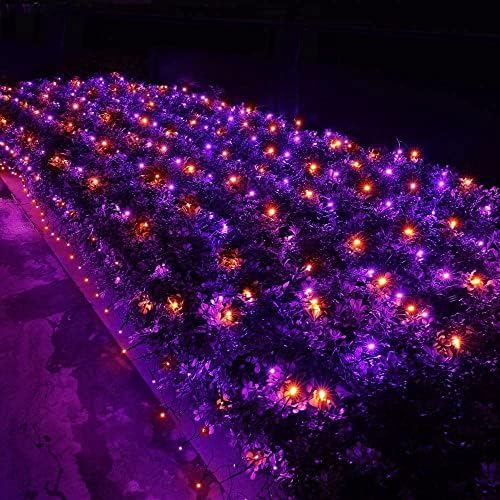 Lomotech Orange Purple Halloween Net Lights, 12ft x 5ft 360 LED Mesh Light by Lomotech