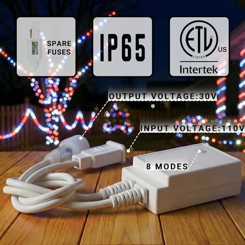 20ft Rope Lights For Outside,Connectable Flexible Tube Lights with 8 Modes Controller,Waterproof Red/Blue/White LED Rope Lighting for Deck,Garden,Pool,Patio,Bedroom,Indoor & Outdoor Landscape Lighting - Image 2