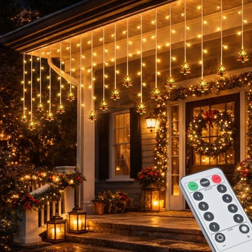 Curtain String Light Christmas Decoration Icicle Lights 8 Modes dimmable,108 LEDs 4M Christmas and Halloween String Lights for Home,Office,Party,bar,Holiday,Party (Warm White) - Image 6