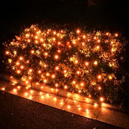 LED Halloween Net Lights Outdoor, UL Certified, 144LED 6ftx6ft, Black Wire Connectable Waterproof Mesh Light for Party, Yard, Shrubs and Bushes Decorations (Orange) - Image 6