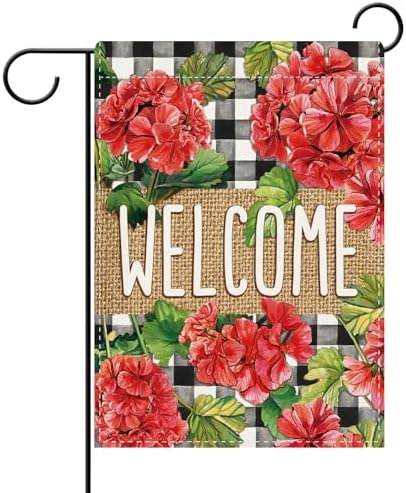 Dyrenson Welcome Spring Summer Geranium Flower Decorative Garden Flag by Dyrenson