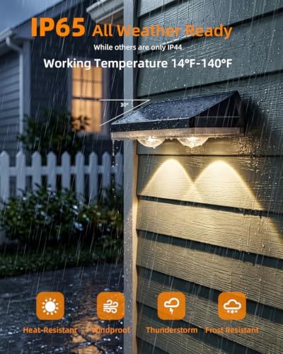 16 Pack Solar Fence Lights Outdoor ,Warm White + RGB 13 Color Mode Fence Lights Solar Powered with Ultra-Bright Lens IP65 Waterproof,Solar Wall Light for Backyard/Step/Patio/Deck/Stair/Railings/Fence - Image 6