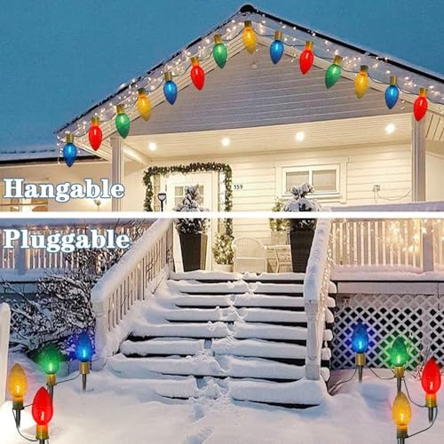 SUNSGNE C9 Christmas Pathway Lights Outdoor, 7FT Giant Outdoor Christmas Lights with 4 LED Jumbo Xmas Bulbs for Outside Yard Lawn Sidewalk Walkway Garden Decor - Image 5