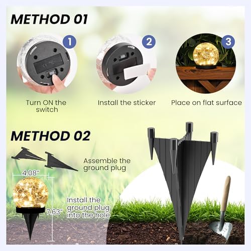 Solar Globe Lights Outdoor Waterproof-Solar Garden Lights 4 Pack - Image 6
