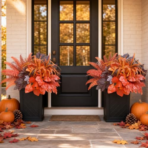 Fall Artificial Plants Faux Greenery for Outdoor Porch Planter Decoration - Image 2